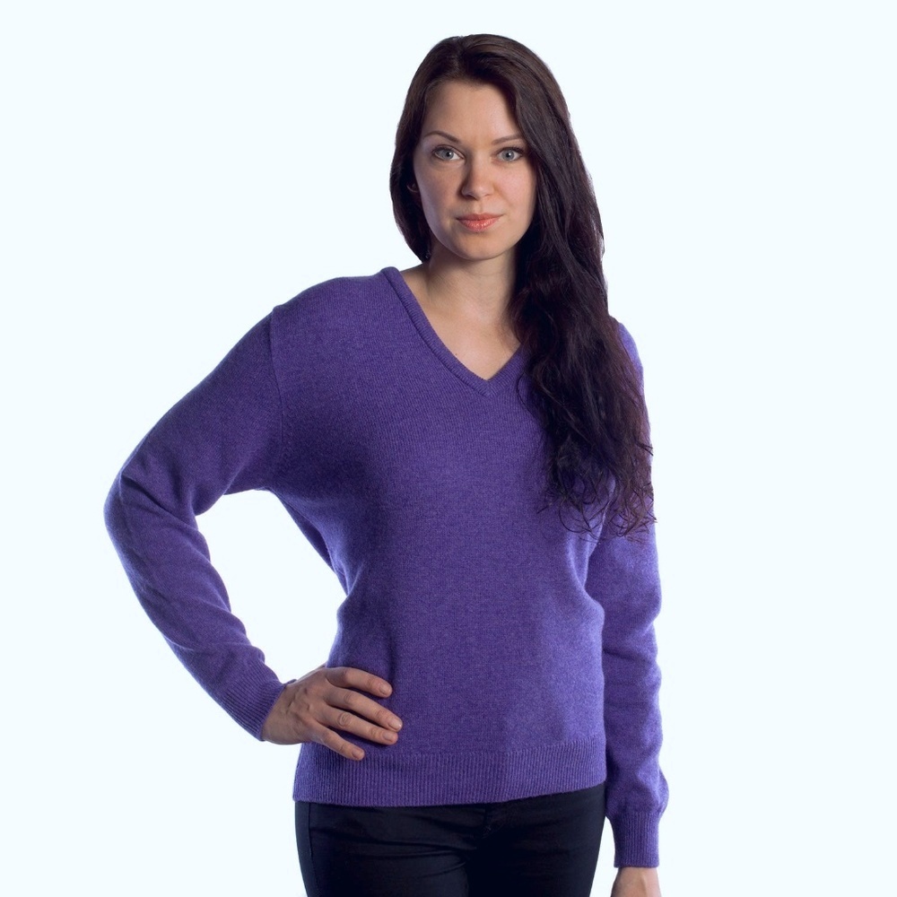 374 HAWICK 100% Lambs Wool Purple Sweater sz XL Women's NEW
